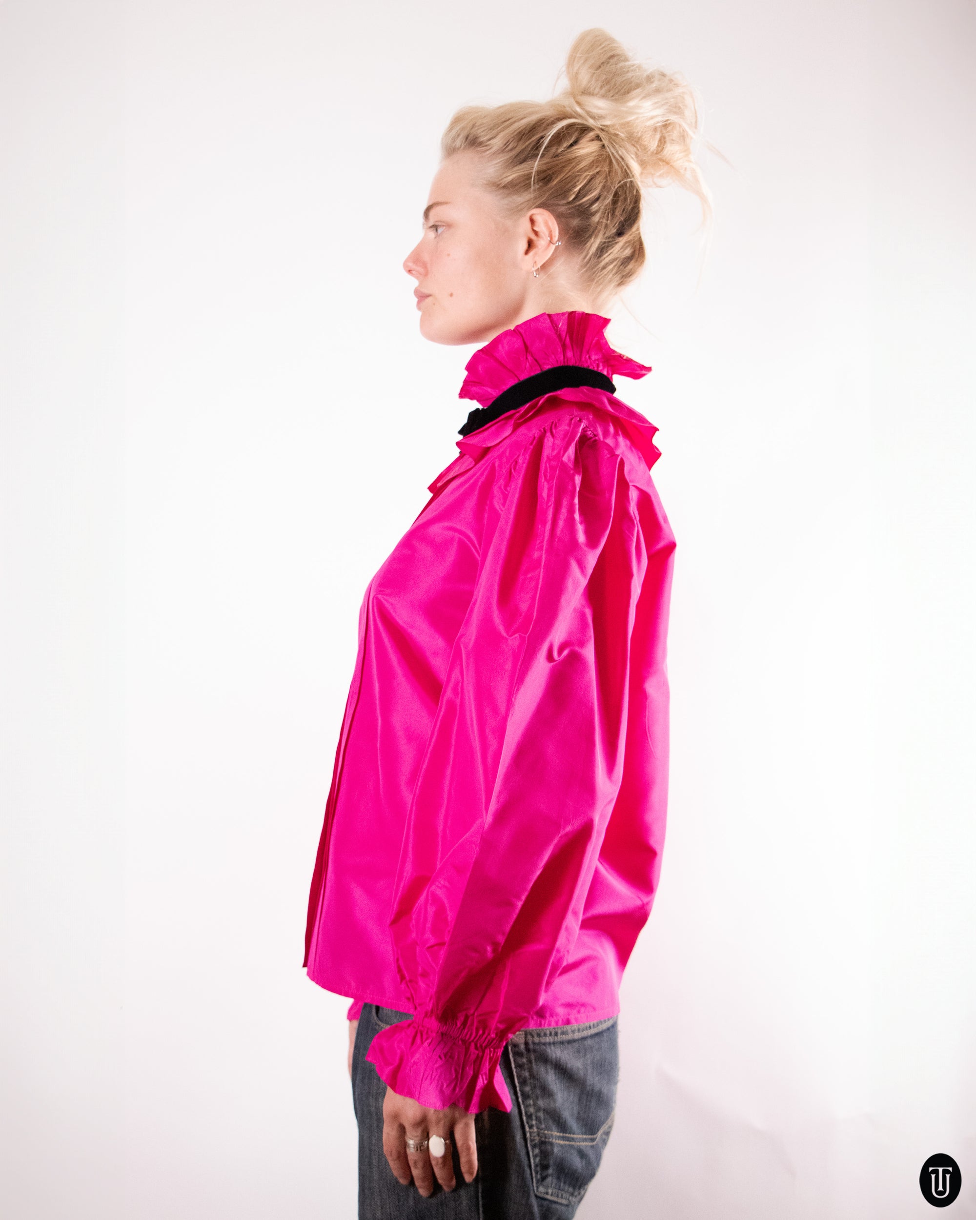 80's Yves Saint Laurent Pink Blouse M