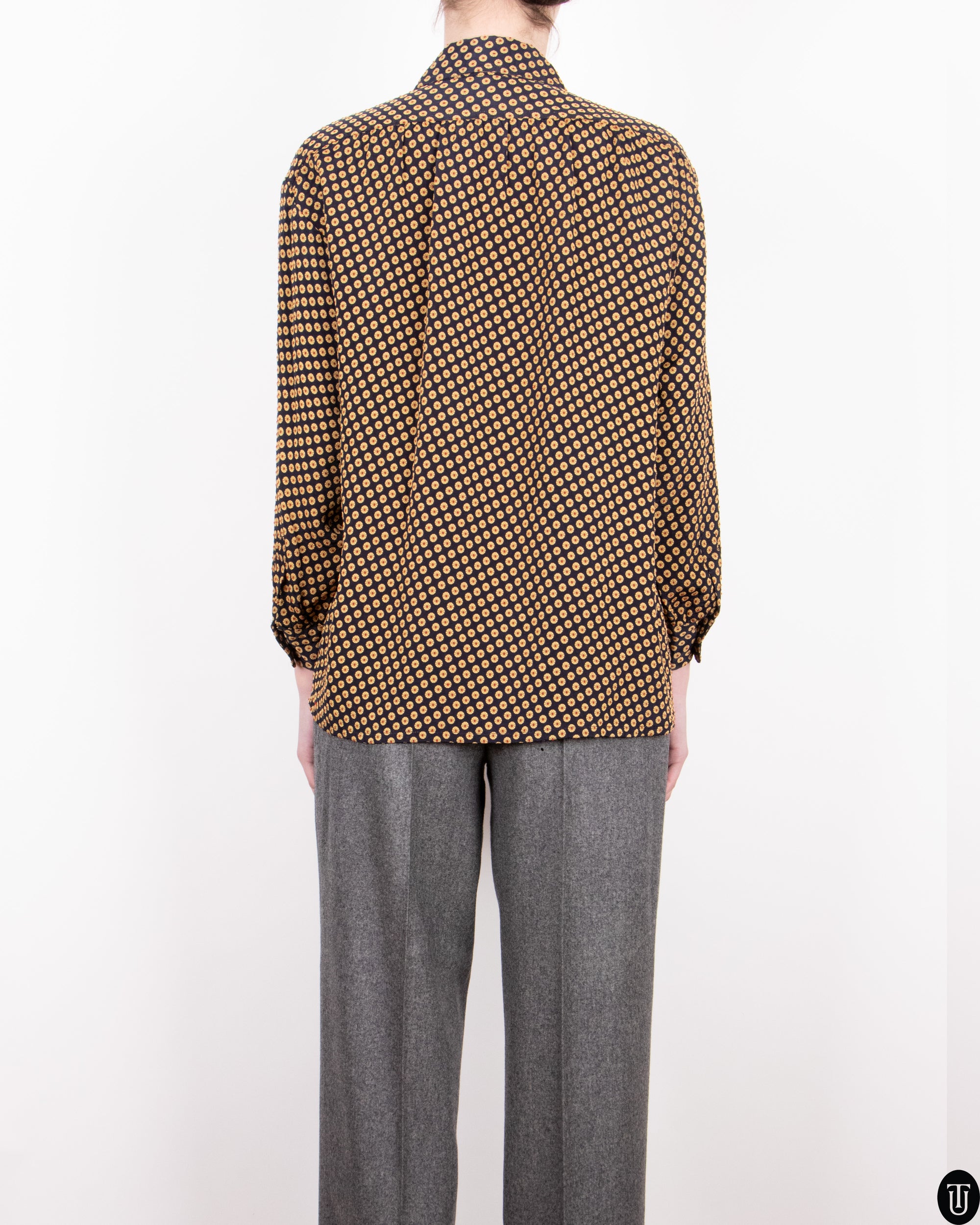 80s Yves Saint Laurent Patterned Blouse S