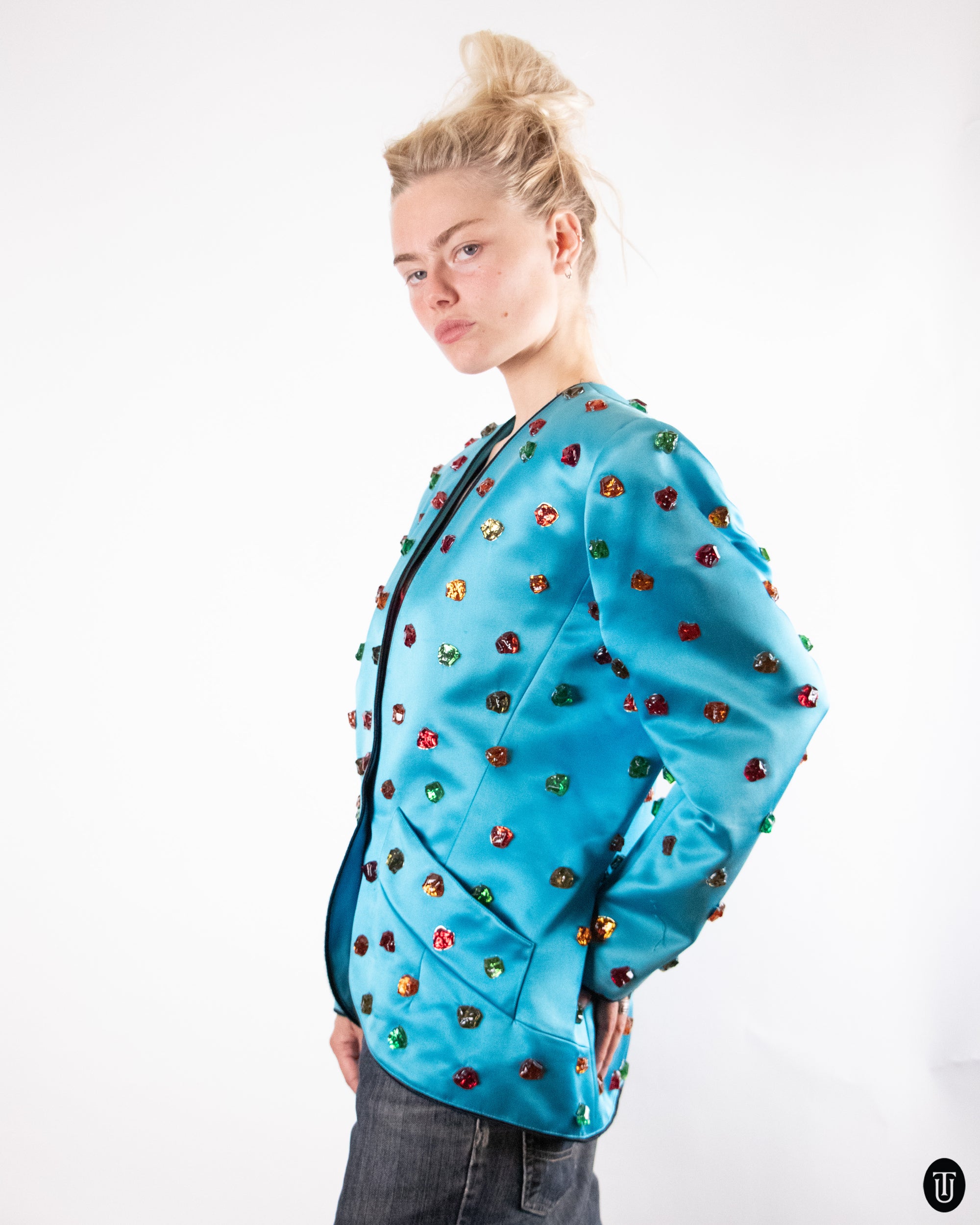 80's Yves Saint Laurent Rive Gauche Gem Stone Blazer L