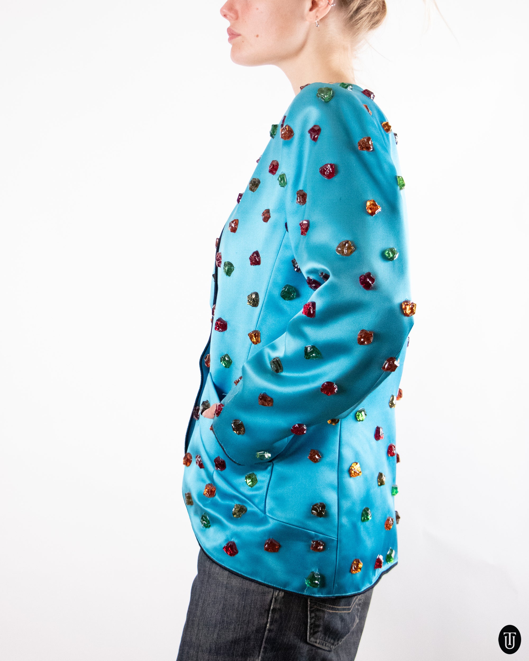 80's Yves Saint Laurent Rive Gauche Gem Stone Blazer L