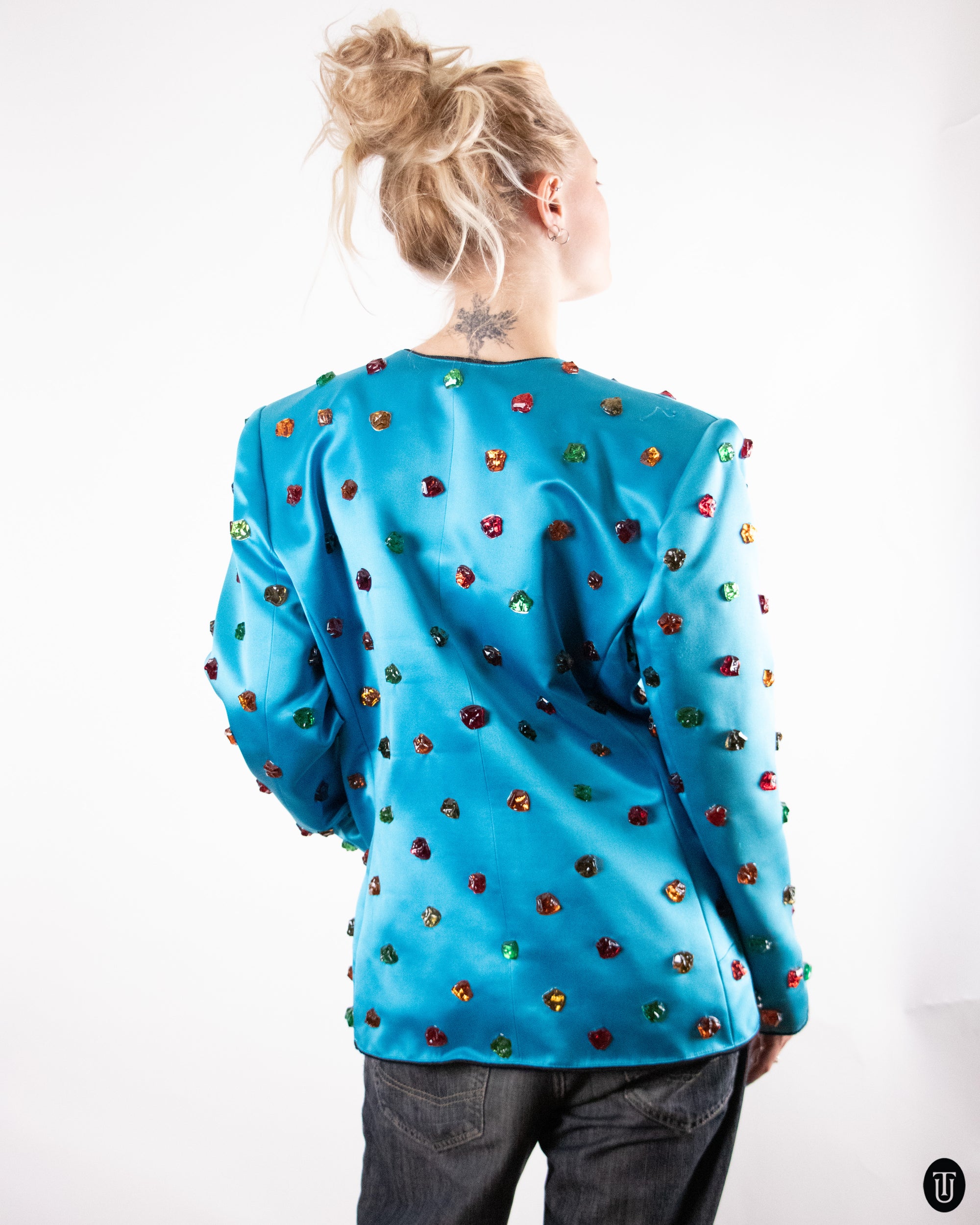 80's Yves Saint Laurent Rive Gauche Gem Stone Blazer L