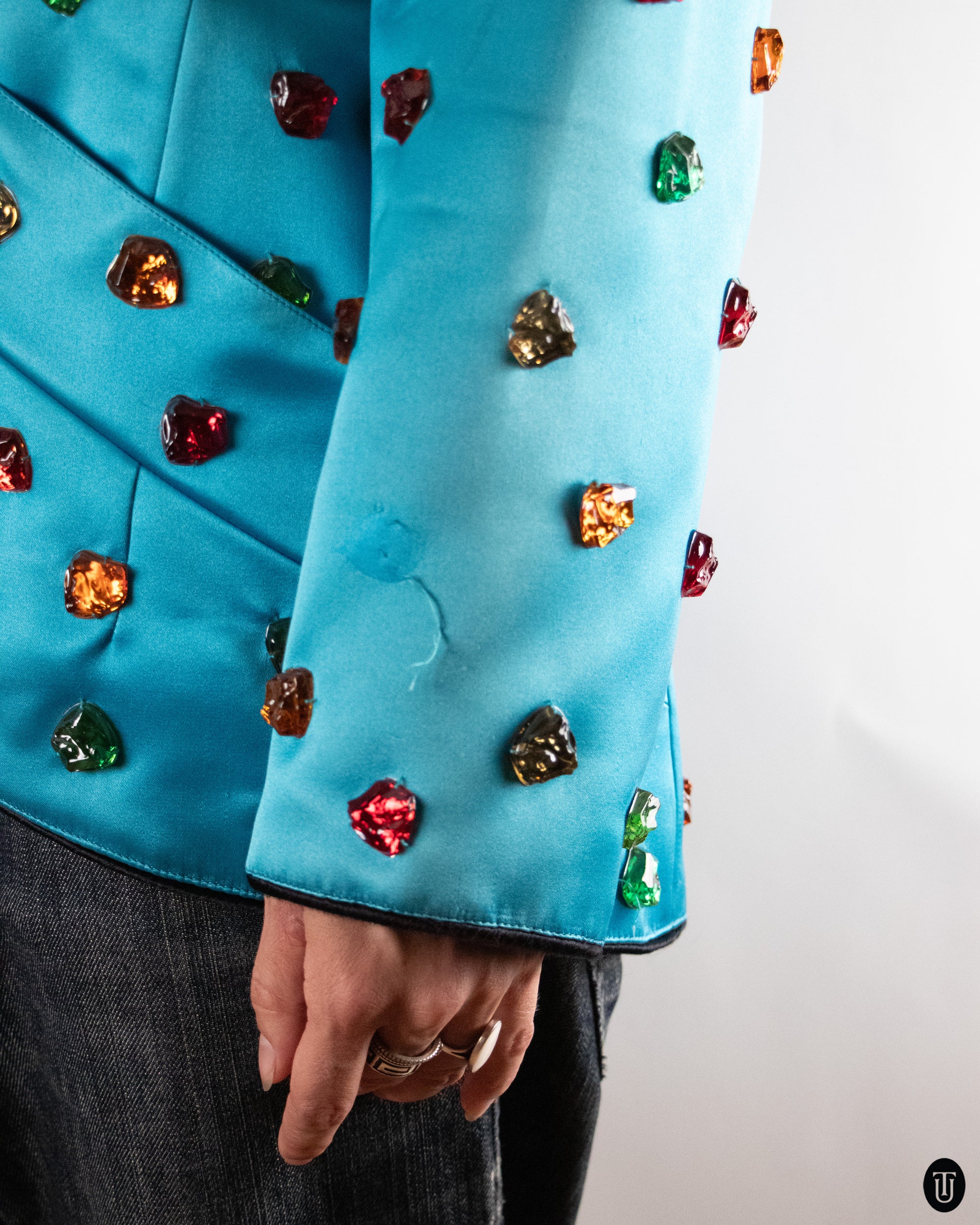 80's Yves Saint Laurent Rive Gauche Gem Stone Blazer L