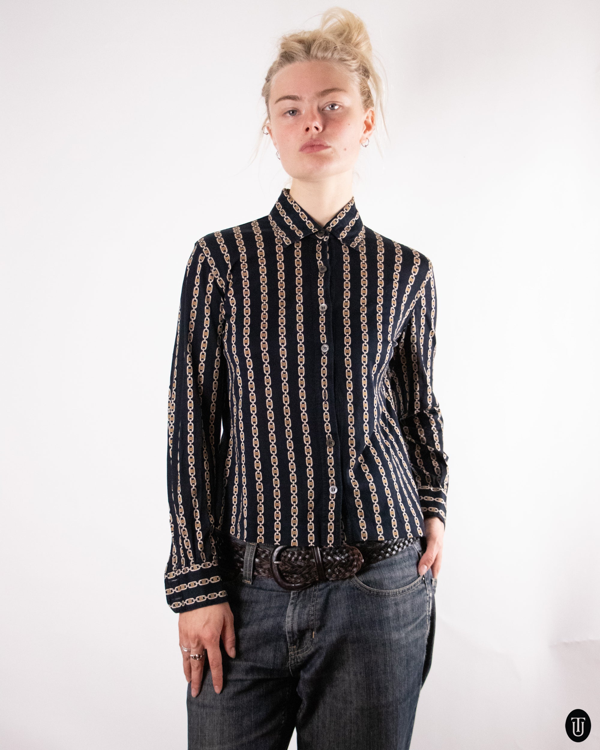 70's Celine Long Sleeve Cotton Top M