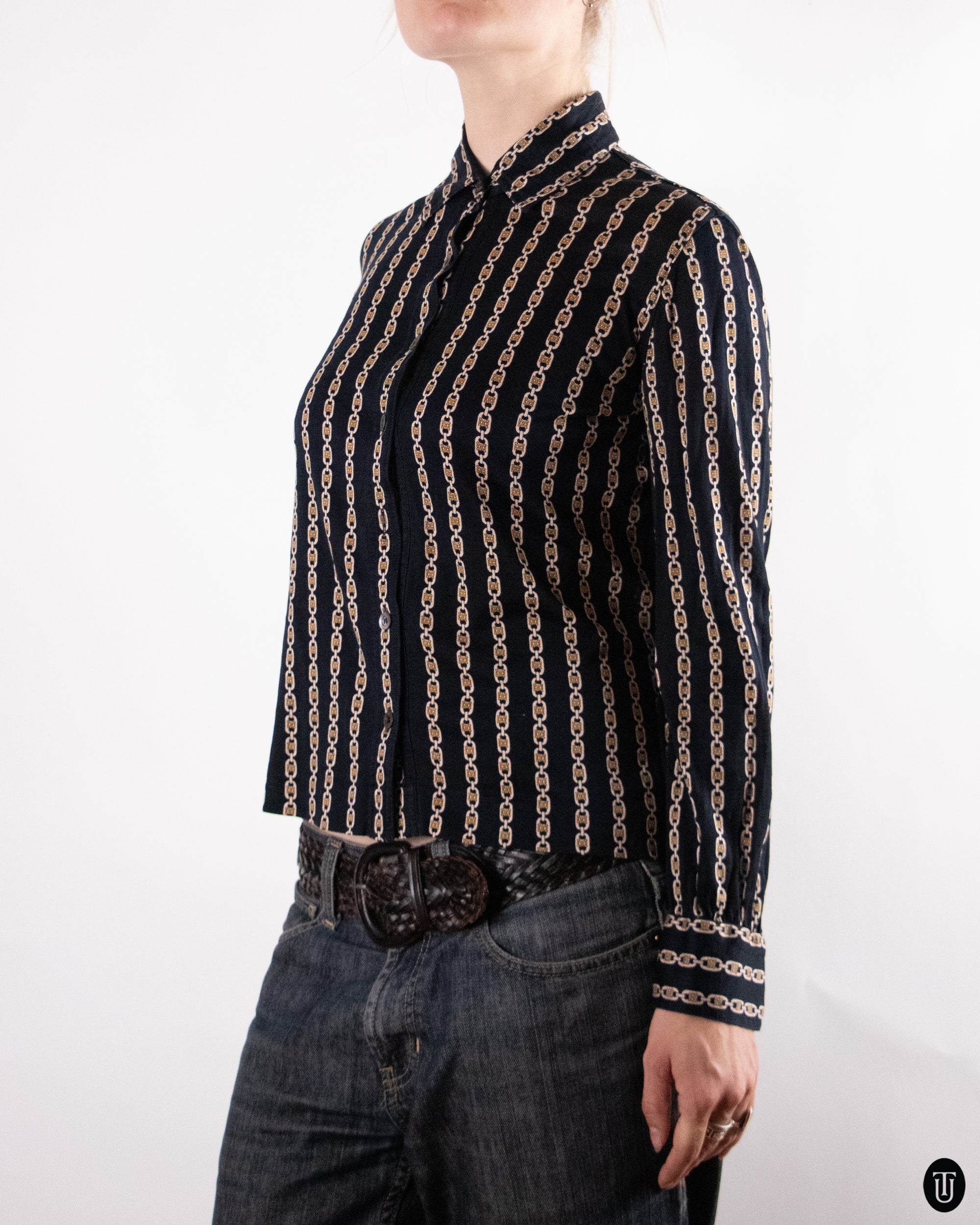 70's Celine Long Sleeve Cotton Top M