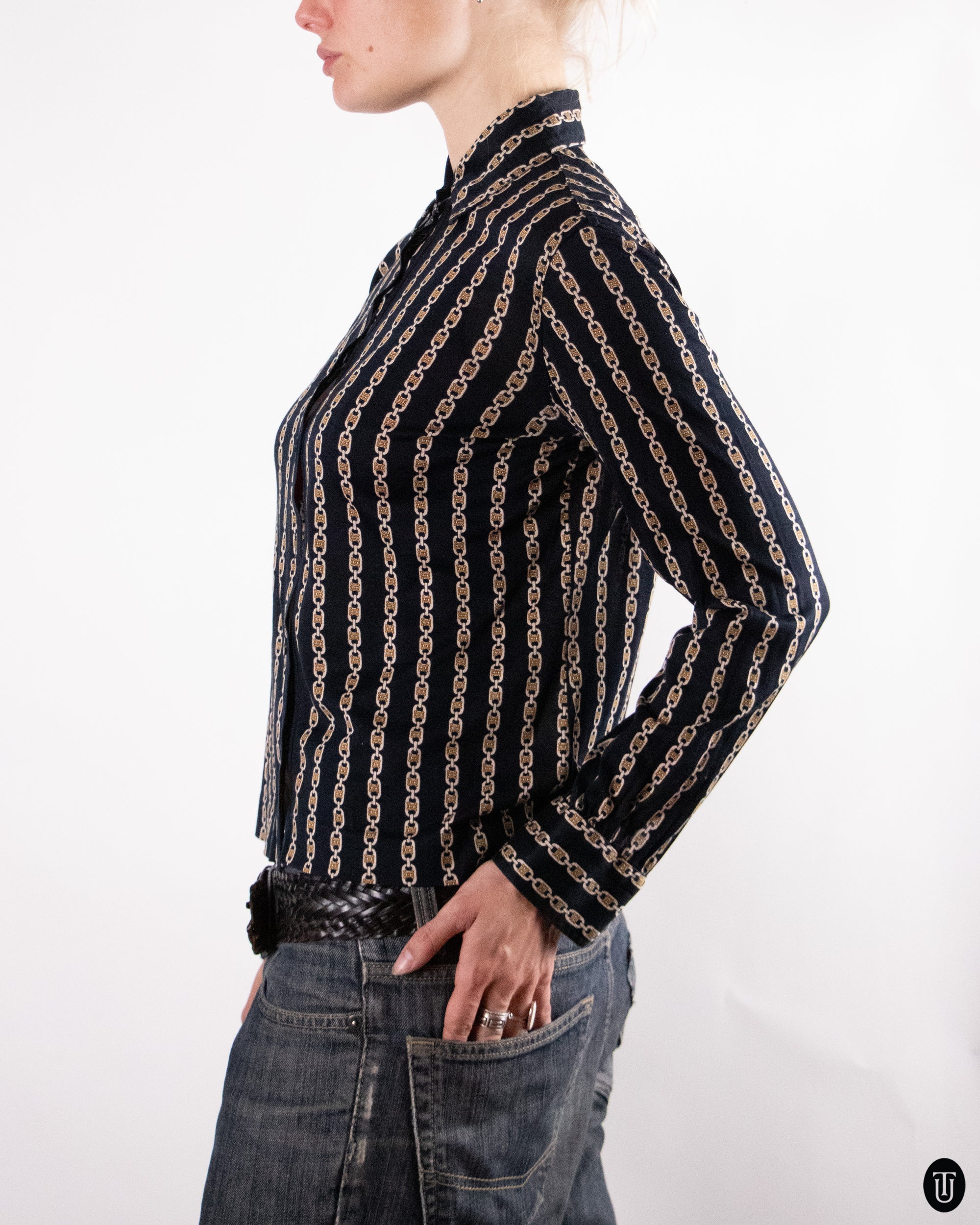 70's Celine Long Sleeve Cotton Top M