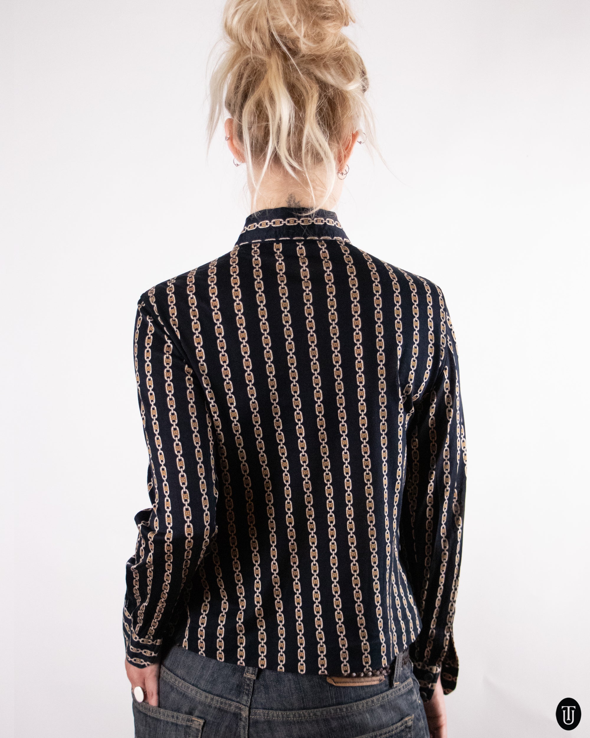 70's Celine Long Sleeve Cotton Top M
