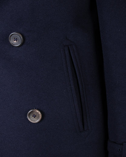 00's Aquascutum Navy Wool Pea Coat M