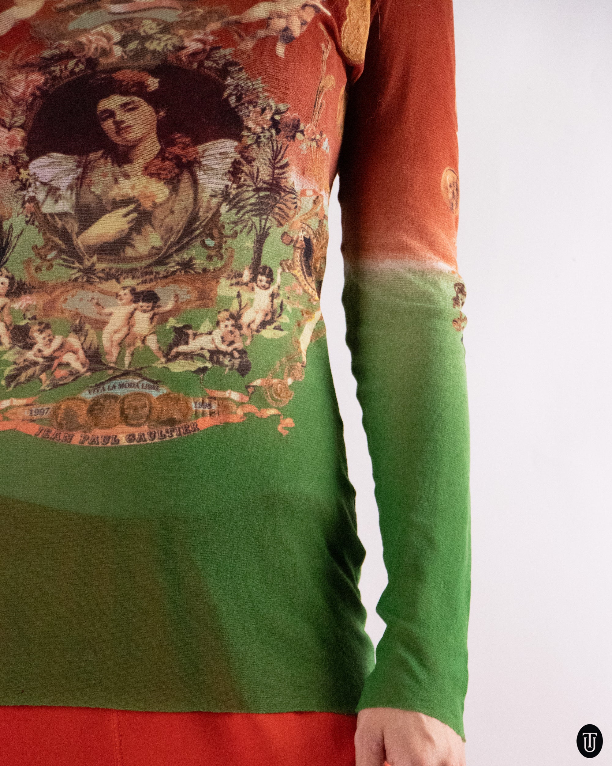 00's Jean Paul Gaultier Tattoo Long Sleeve Mesh Top XS