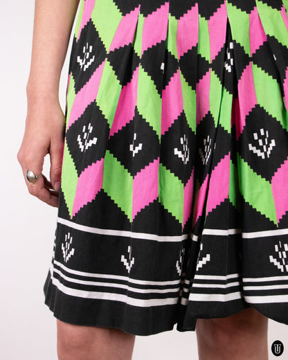 70's Lanvin Pleated Cotton Skirt S