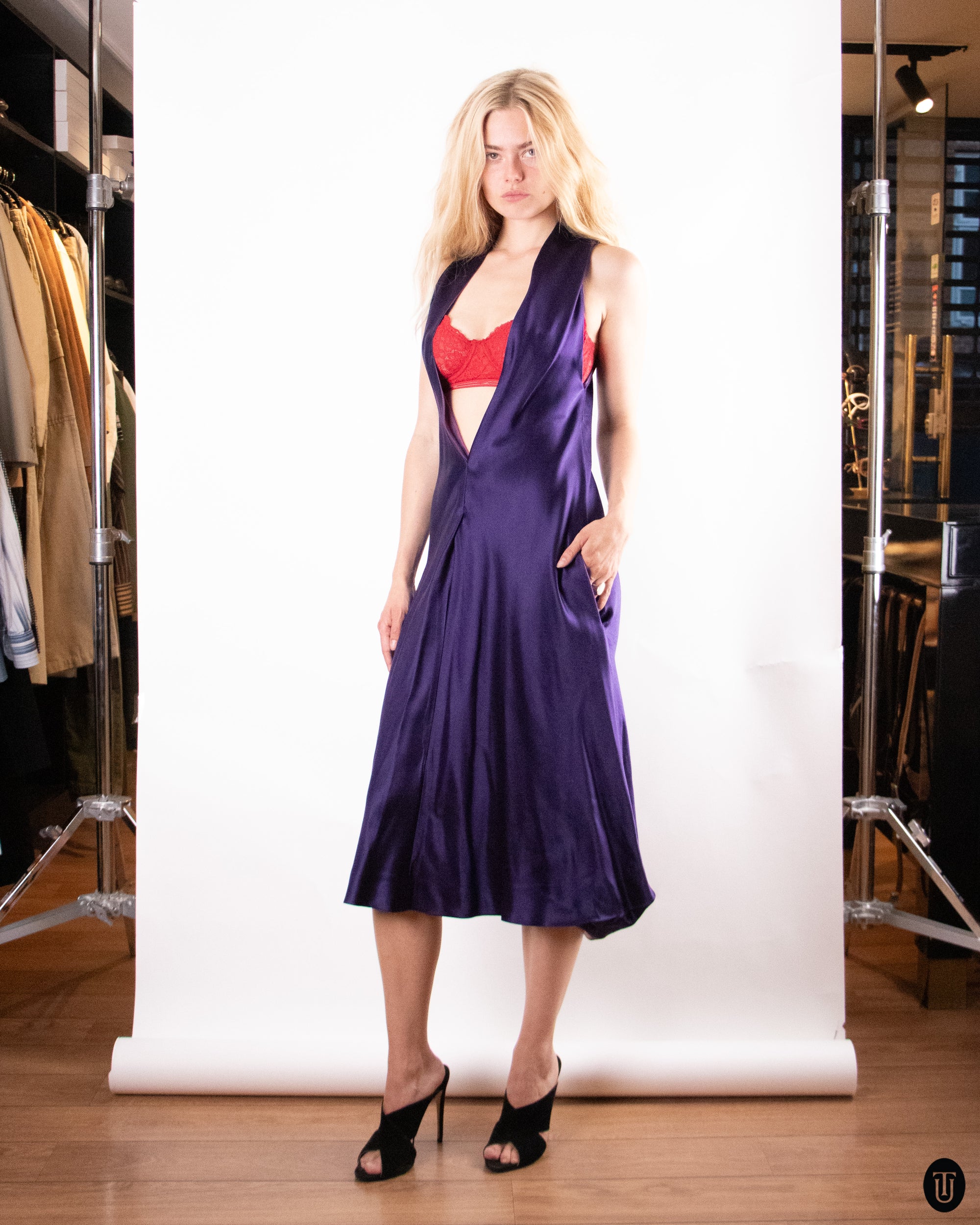 90's Yves Saint Laurent Rive Gauche Silk Dress S