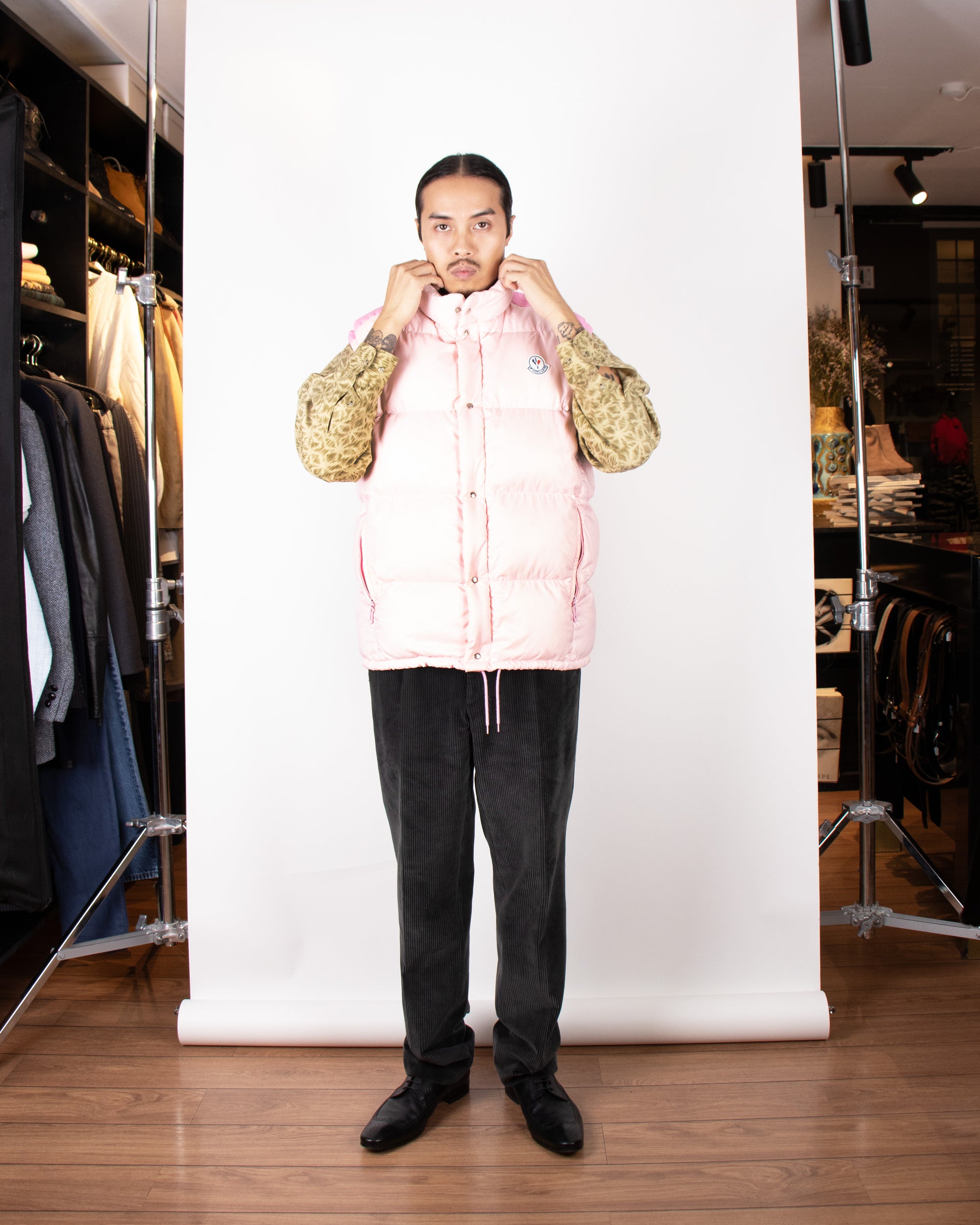 80s Pink Moncler Jacket with detachable sleeves M