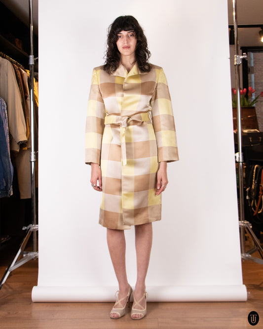90's Gianni Versace "Couture" Silk Checkered Coat M