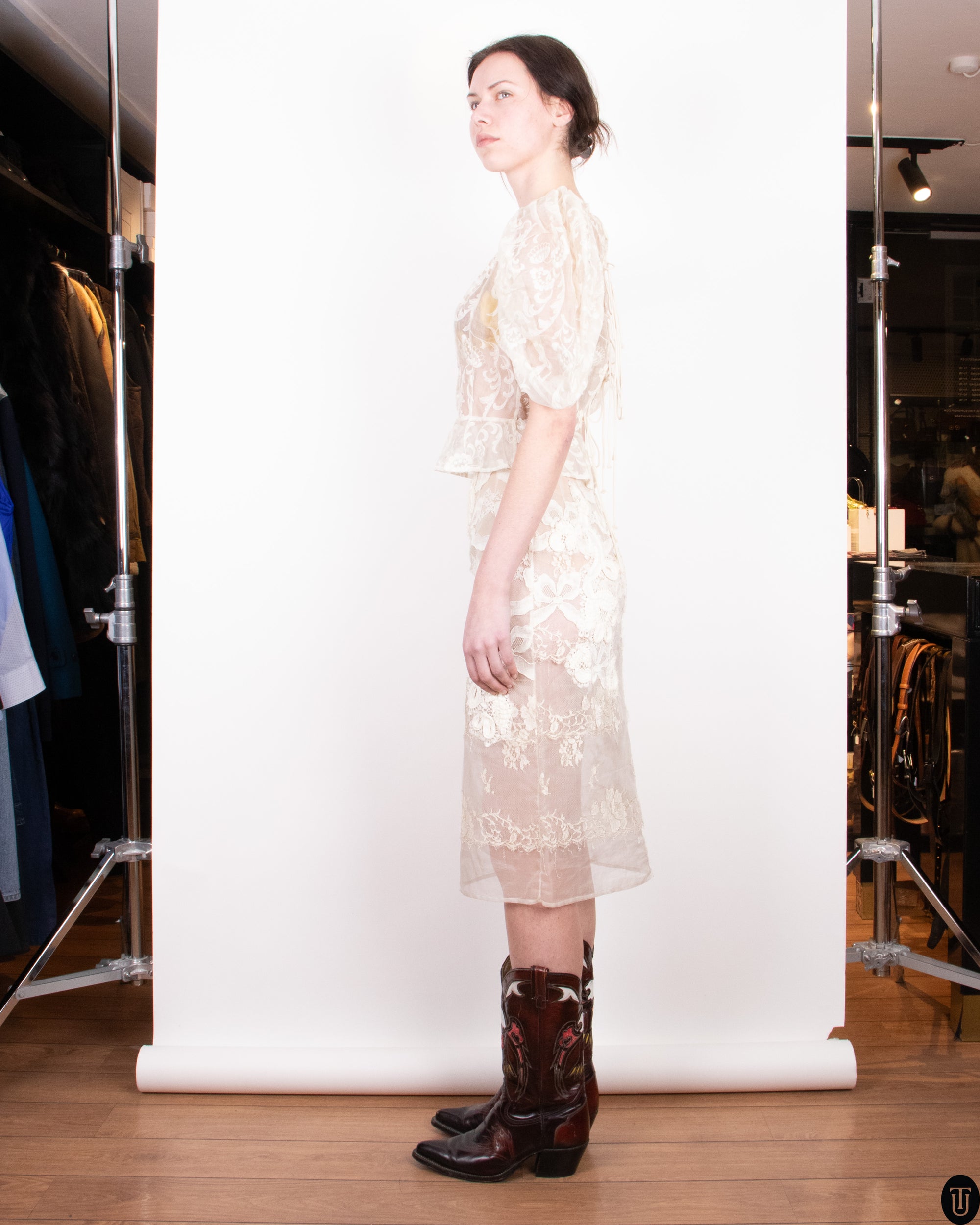 00s Nikoline Liv Andersen Lace Top and Skirt XS