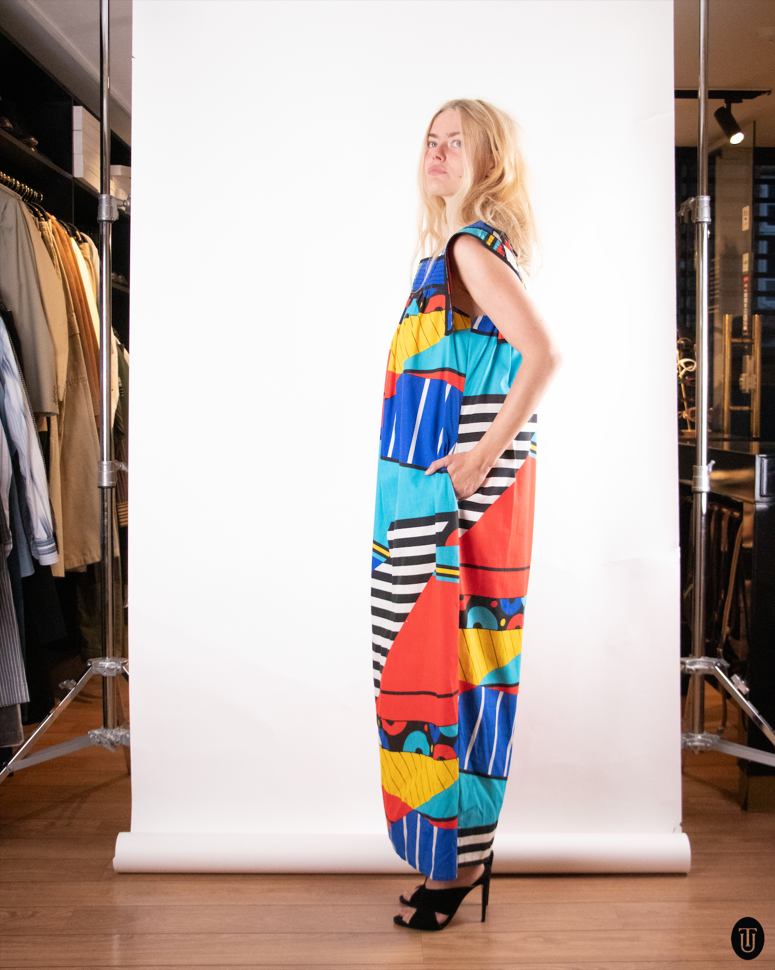 80's Oscar de la Renta Graphic Dress S