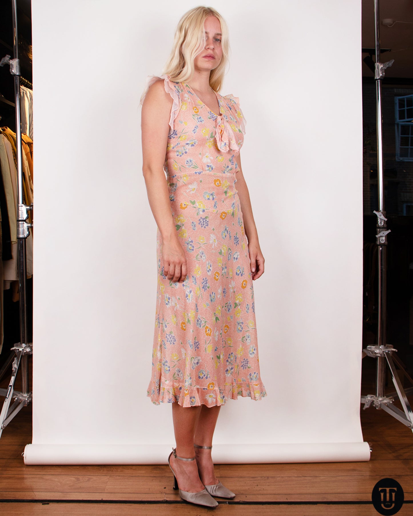 1930s Floral Summer Dress S