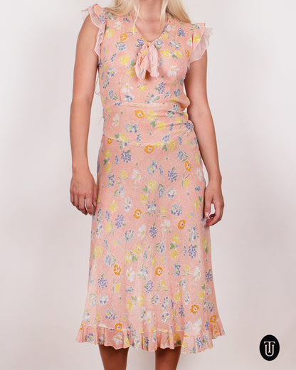 1930s Floral Summer Dress S