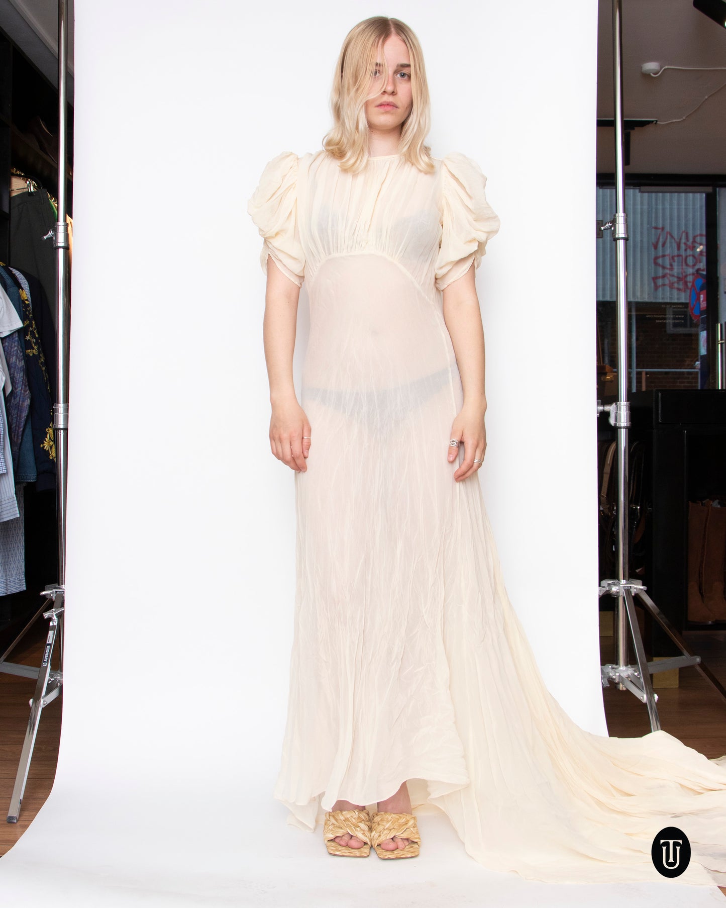 30's Ivory Silk Wedding Gown S