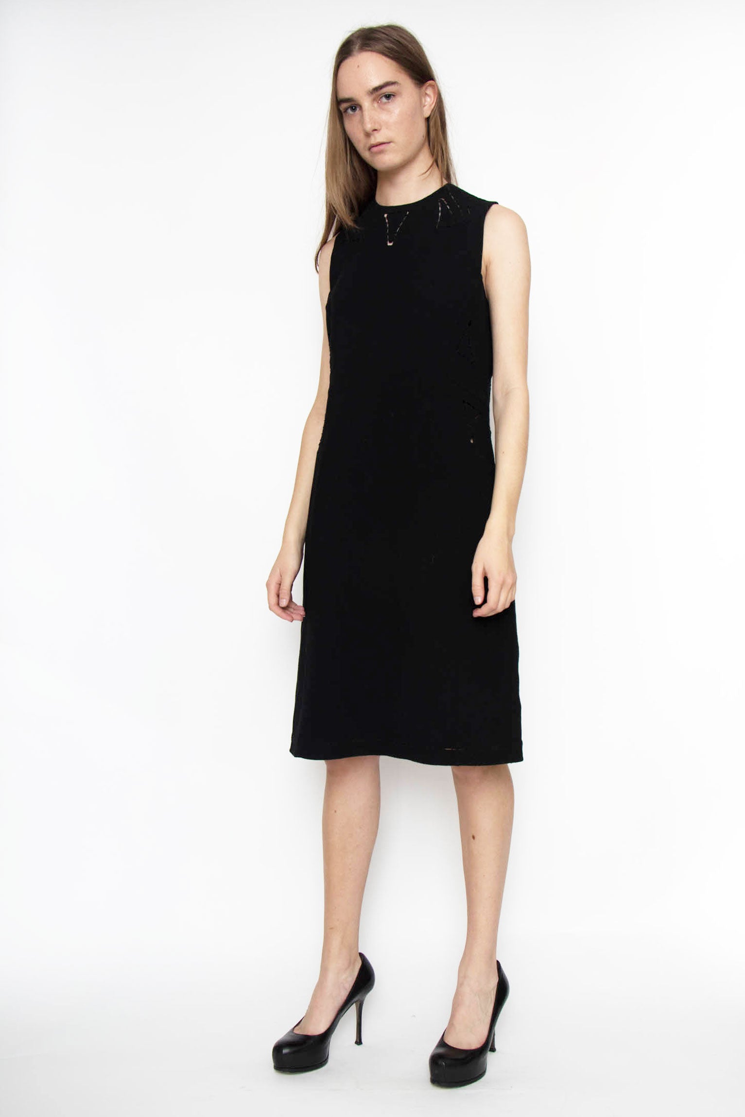 00s Chado Ralph Rucci Black Wool Dress XS