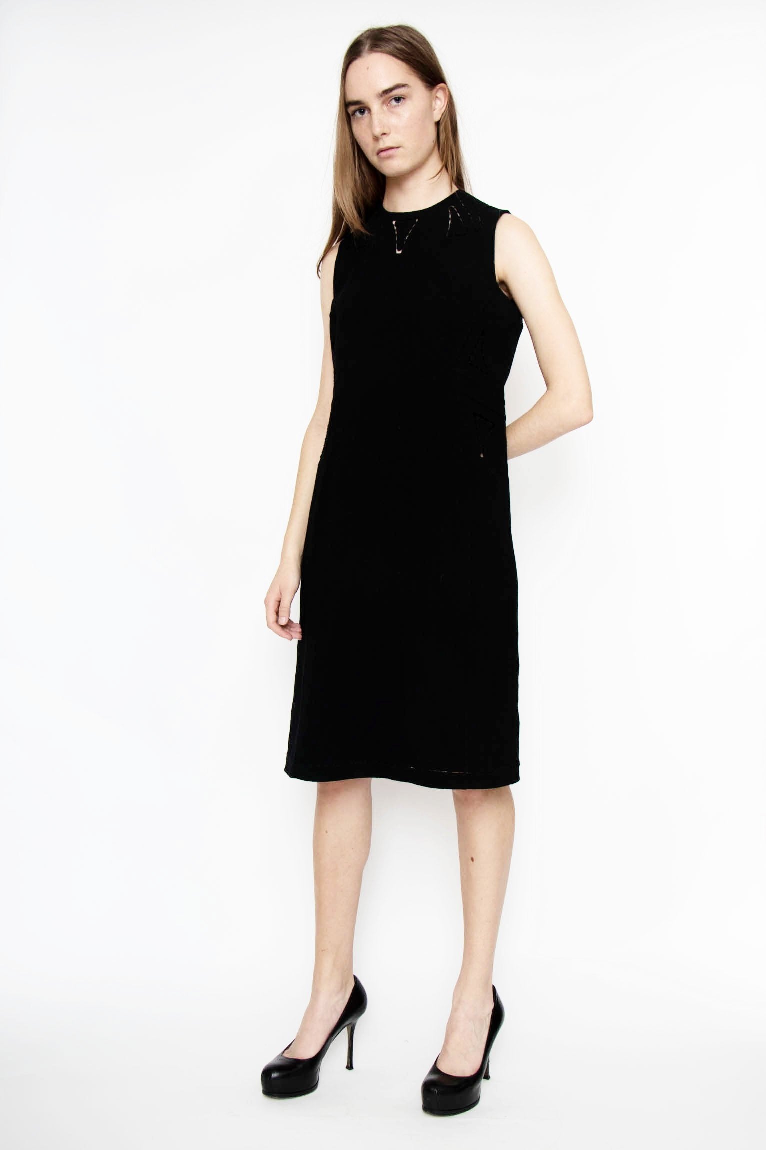 00s Chado Ralph Rucci Black Wool Dress XS