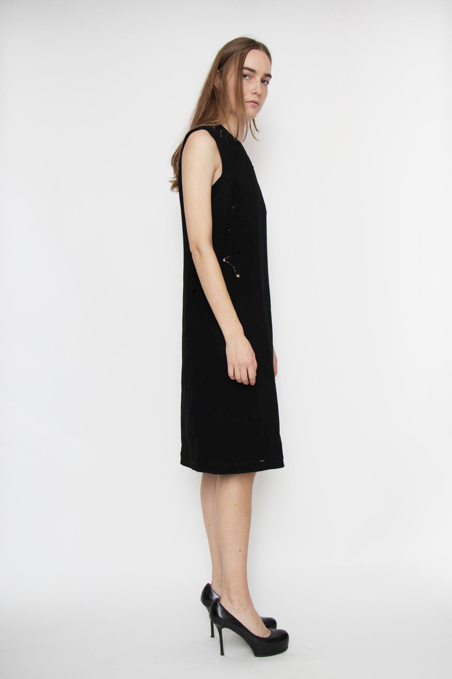 00s Chado Ralph Rucci Black Wool Dress XS