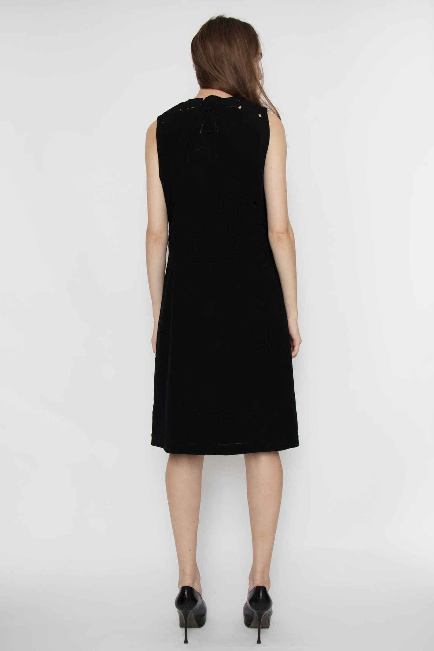 00s Chado Ralph Rucci Black Wool Dress XS