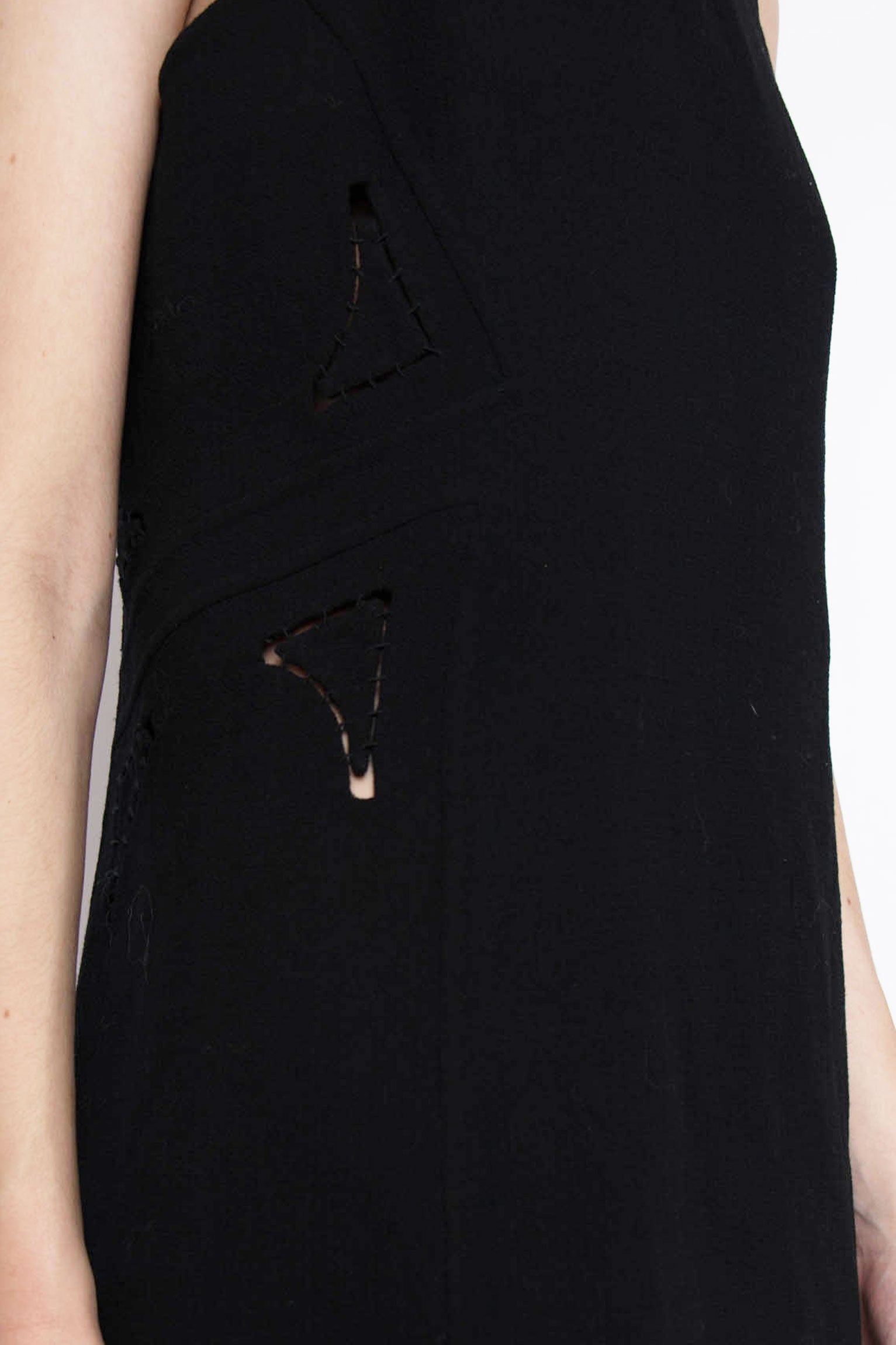 00s Chado Ralph Rucci Black Wool Dress XS