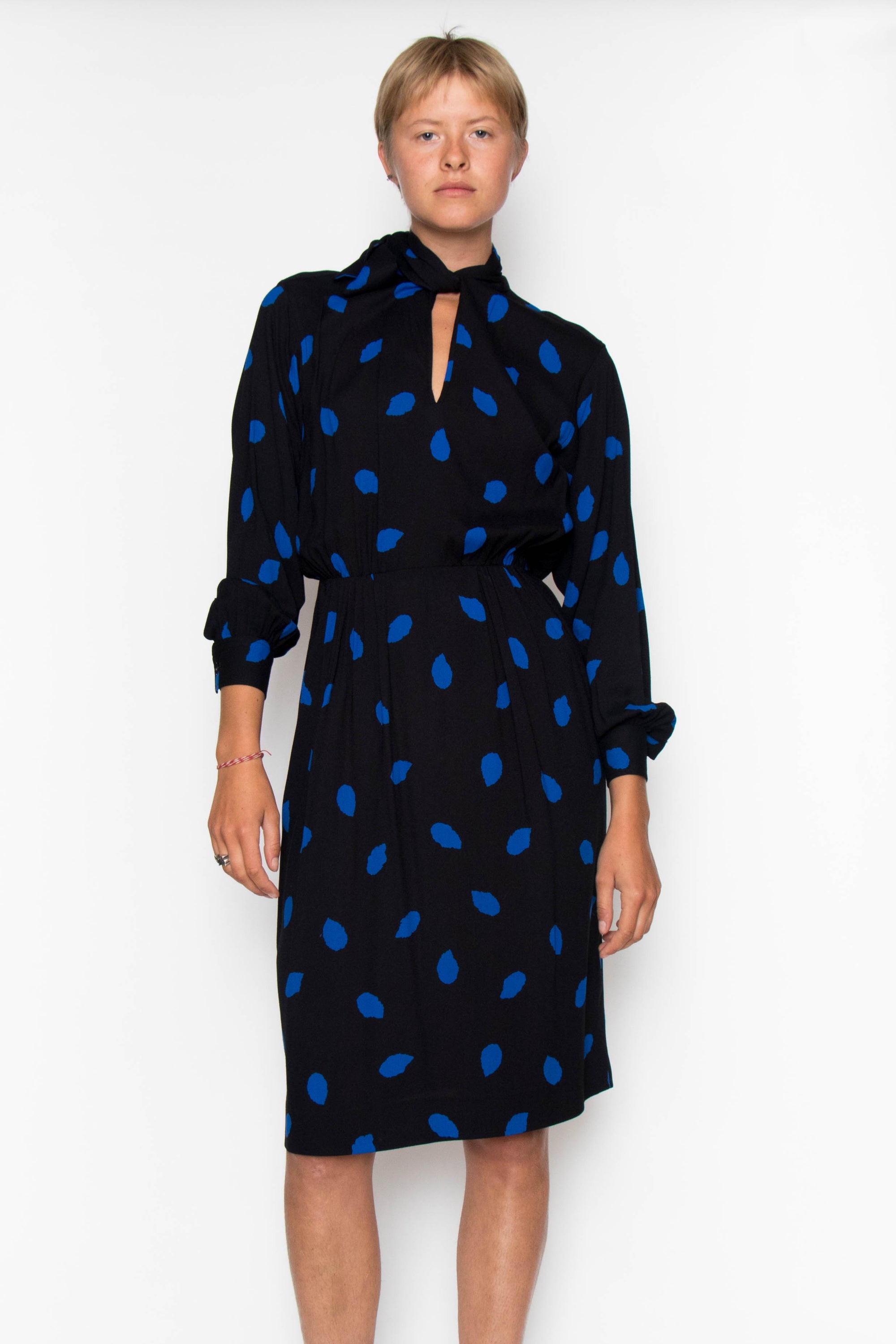 1980s Yves Saint Laurent Rive Gauche Black Silk Dress XS