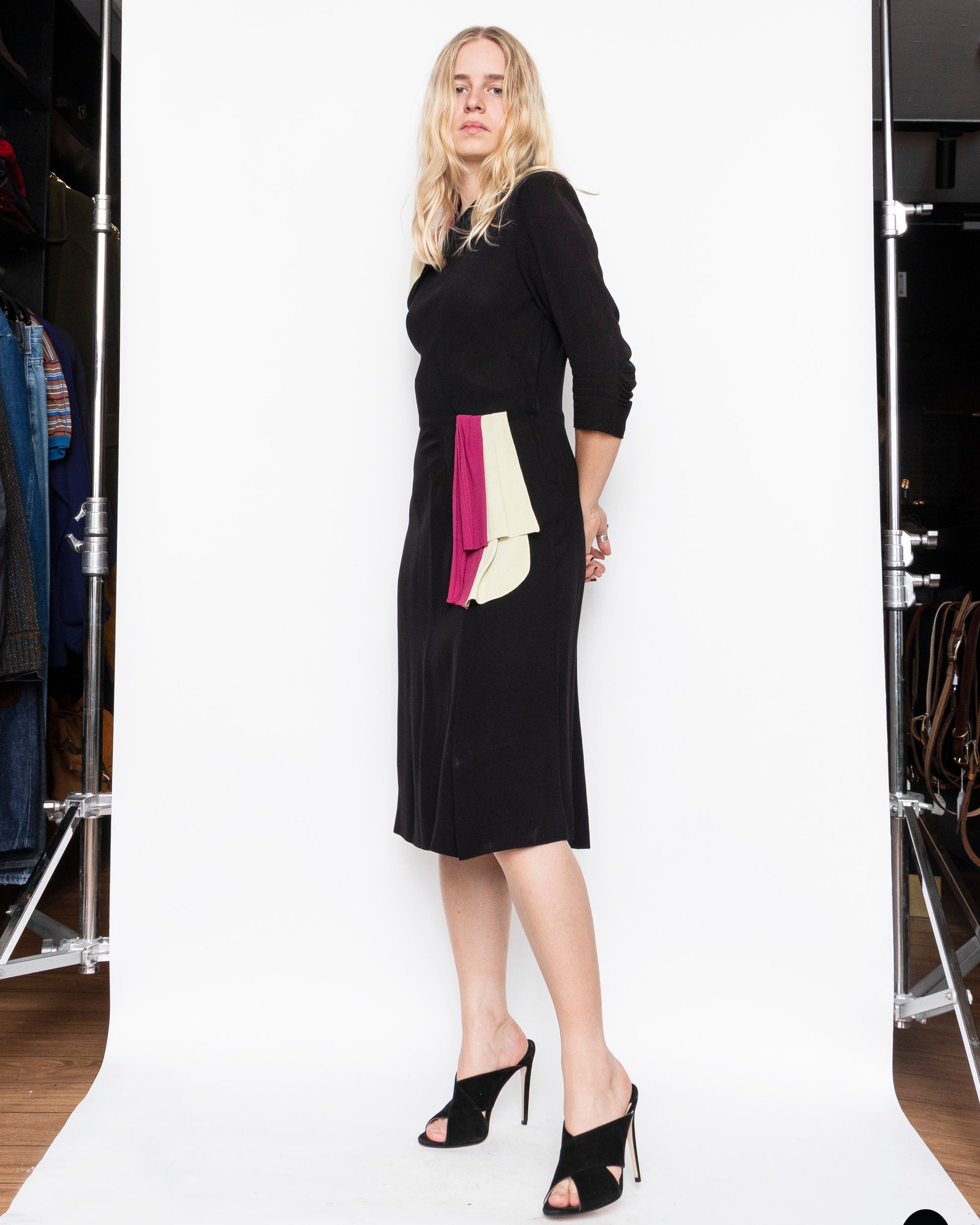 1940s Crepe de Chine Dress S