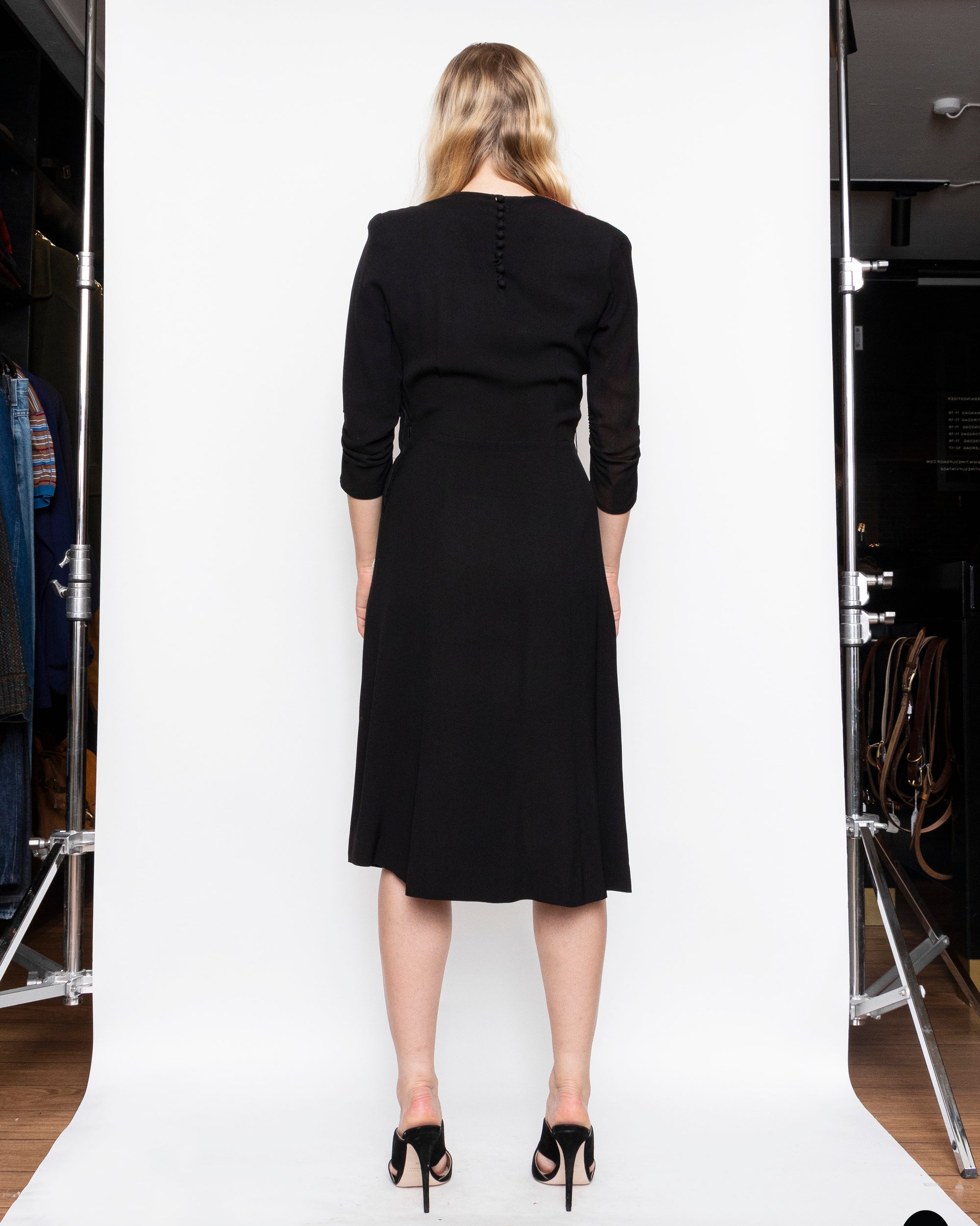 1940s Crepe de Chine Dress S