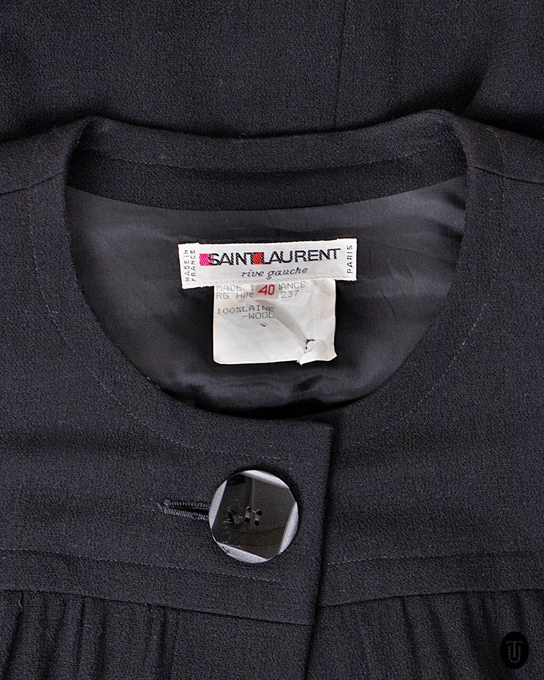 1980s Yves Saint Laurent Rive Gauche Black Wool Dress S M