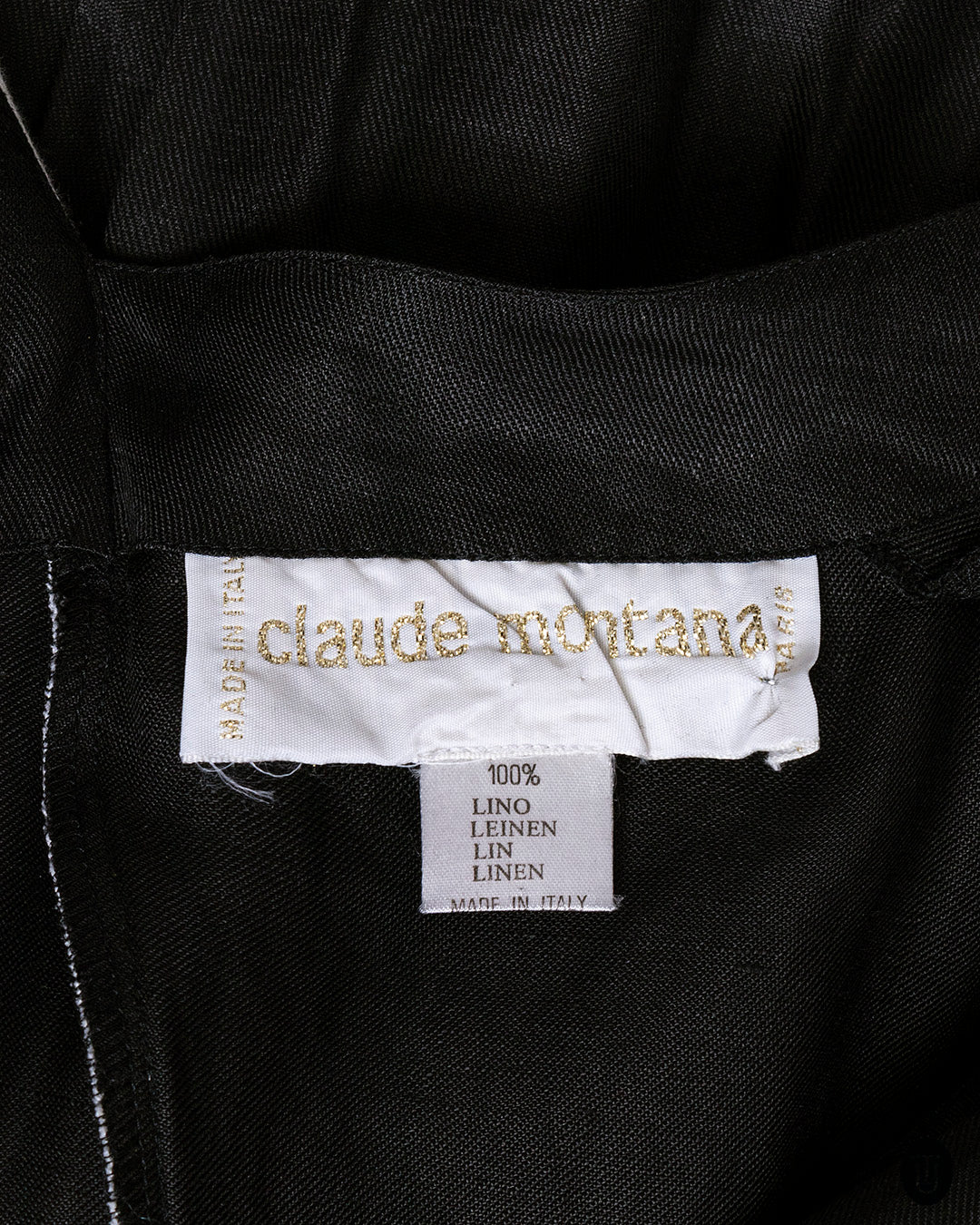 1980s Claude Montana Black and White Linen Dress M