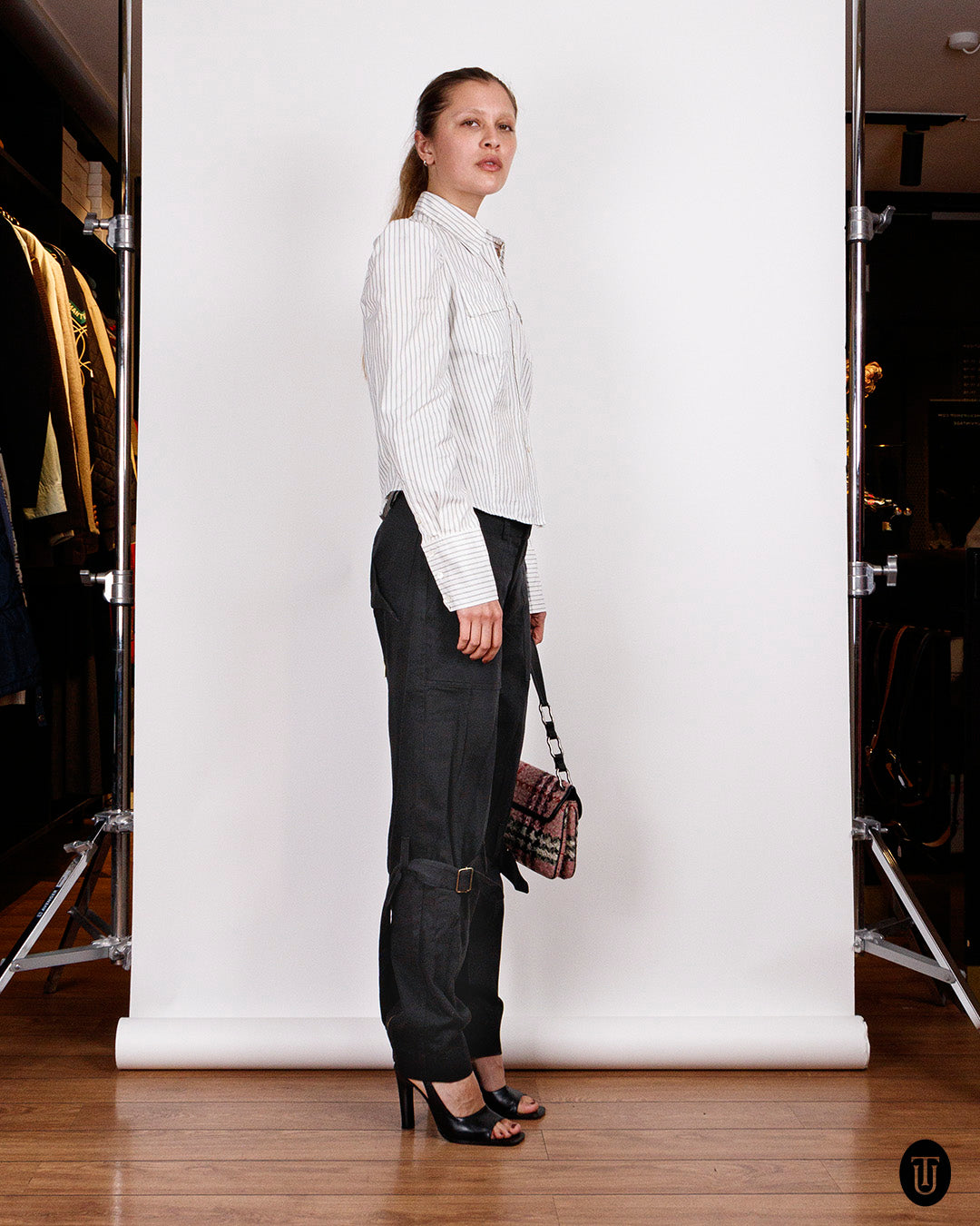 1990s Vivienne Westwood cotton black bondage pants S