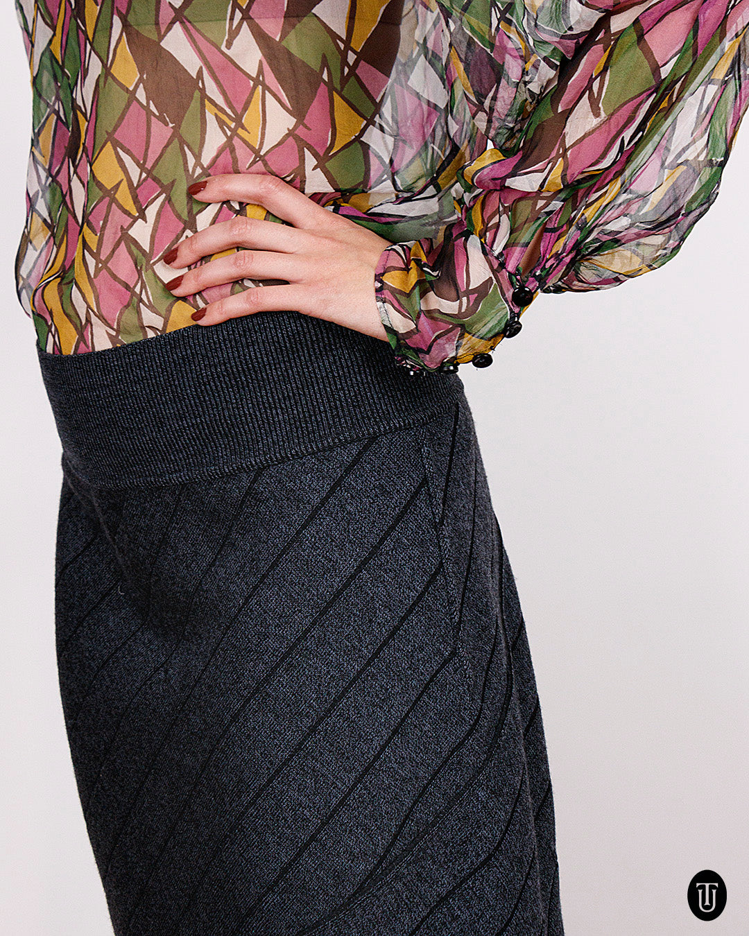 80's Alaïa Knitted Pencil Skirt S