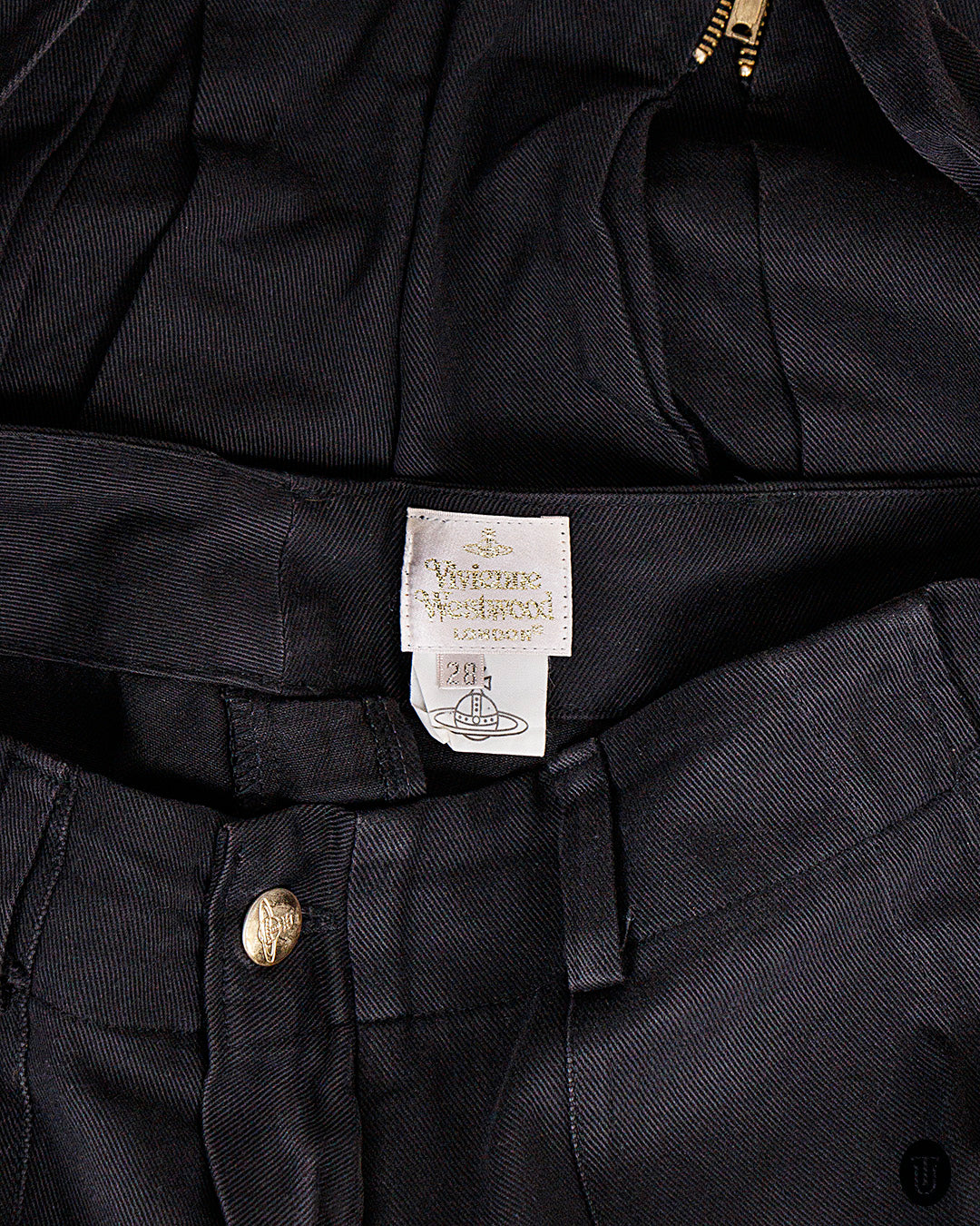 1990s Vivienne Westwood cotton black bondage pants S