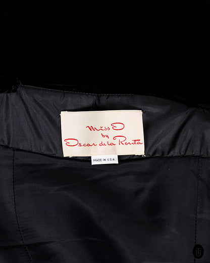 80's Oscar de la Renta Black Velvet Cocktail Dress S