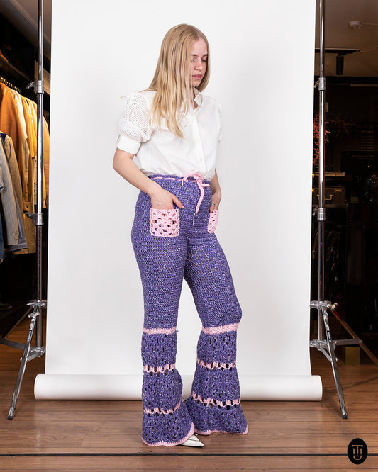 70's Crochet Bell-Bottom Trousers M