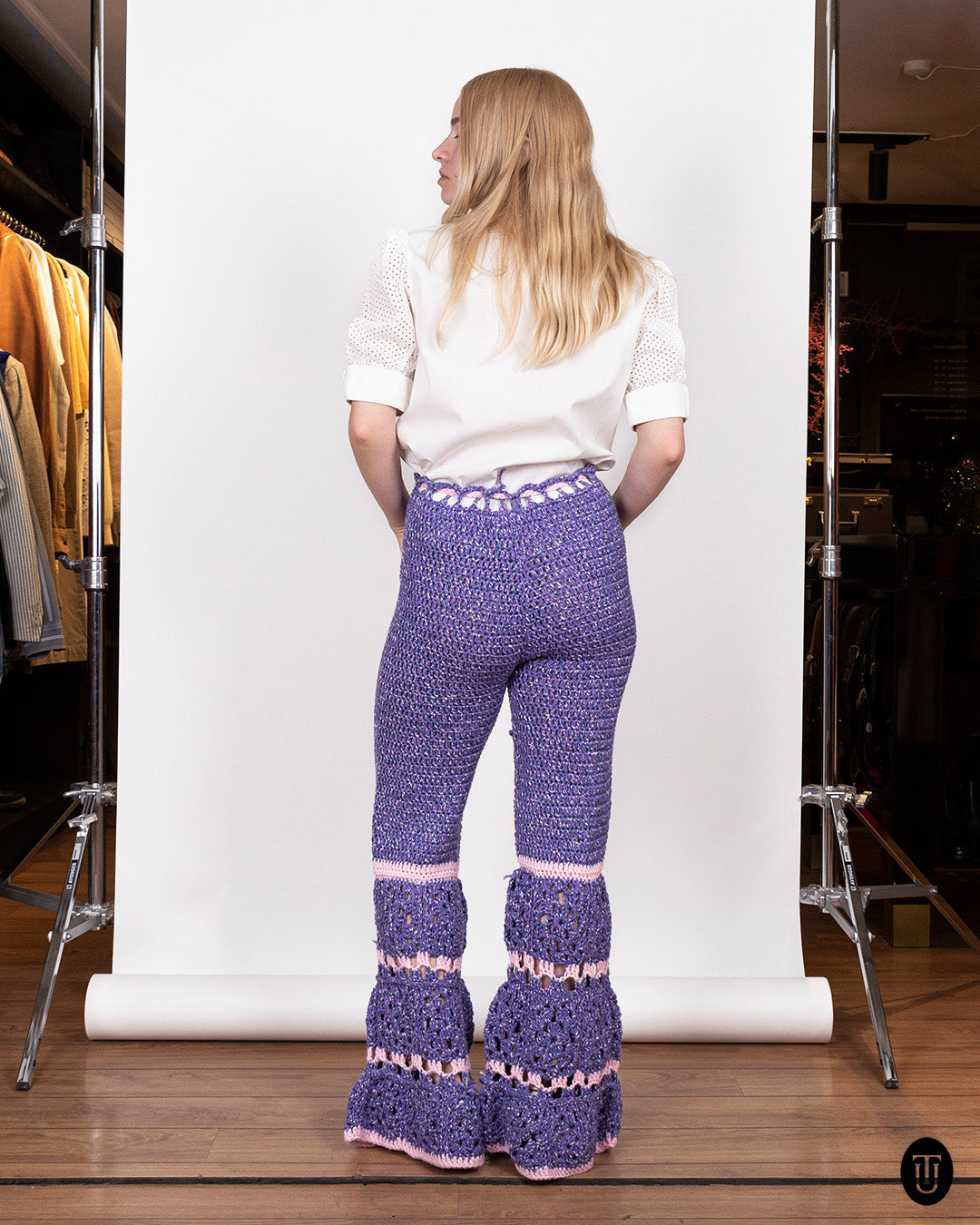 1970s Crochet Bell-Bottom Trousers S