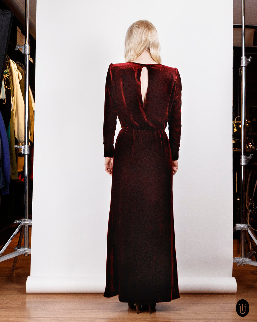 1980s Yves Saint Laurent Haute Couture Silk and Velvet Dress S