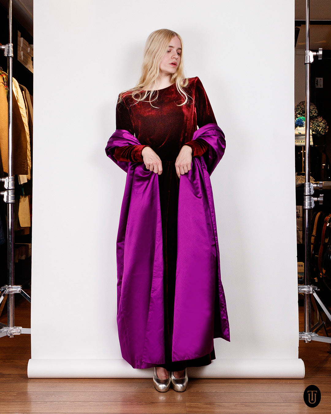 1980s Yves Saint Laurent Haute Couture Silk and Velvet Dress S