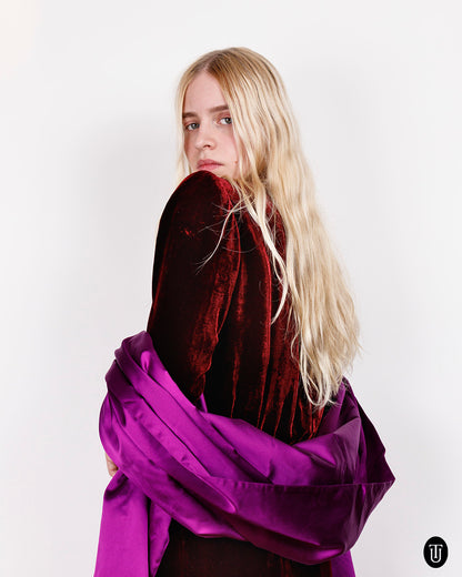 1980s YSL Haute Couture Silk and Velvet Dress S