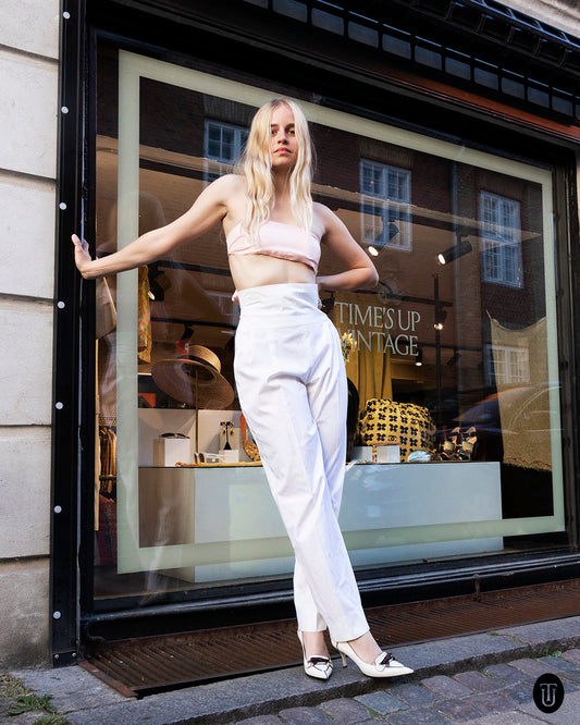 80's Gianfranco Ferré High-Rise White Trousers S