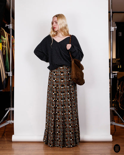 1960s Ungaro Geometrical Patterned Maxi Skirt S