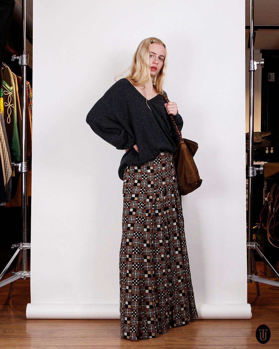 1960s Ungaro Geometrical Patterned Maxi Skirt S