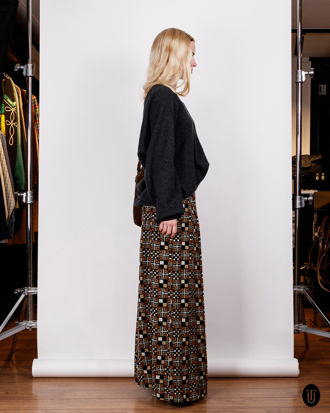1960s Ungaro Geometrical Patterned Maxi Skirt S