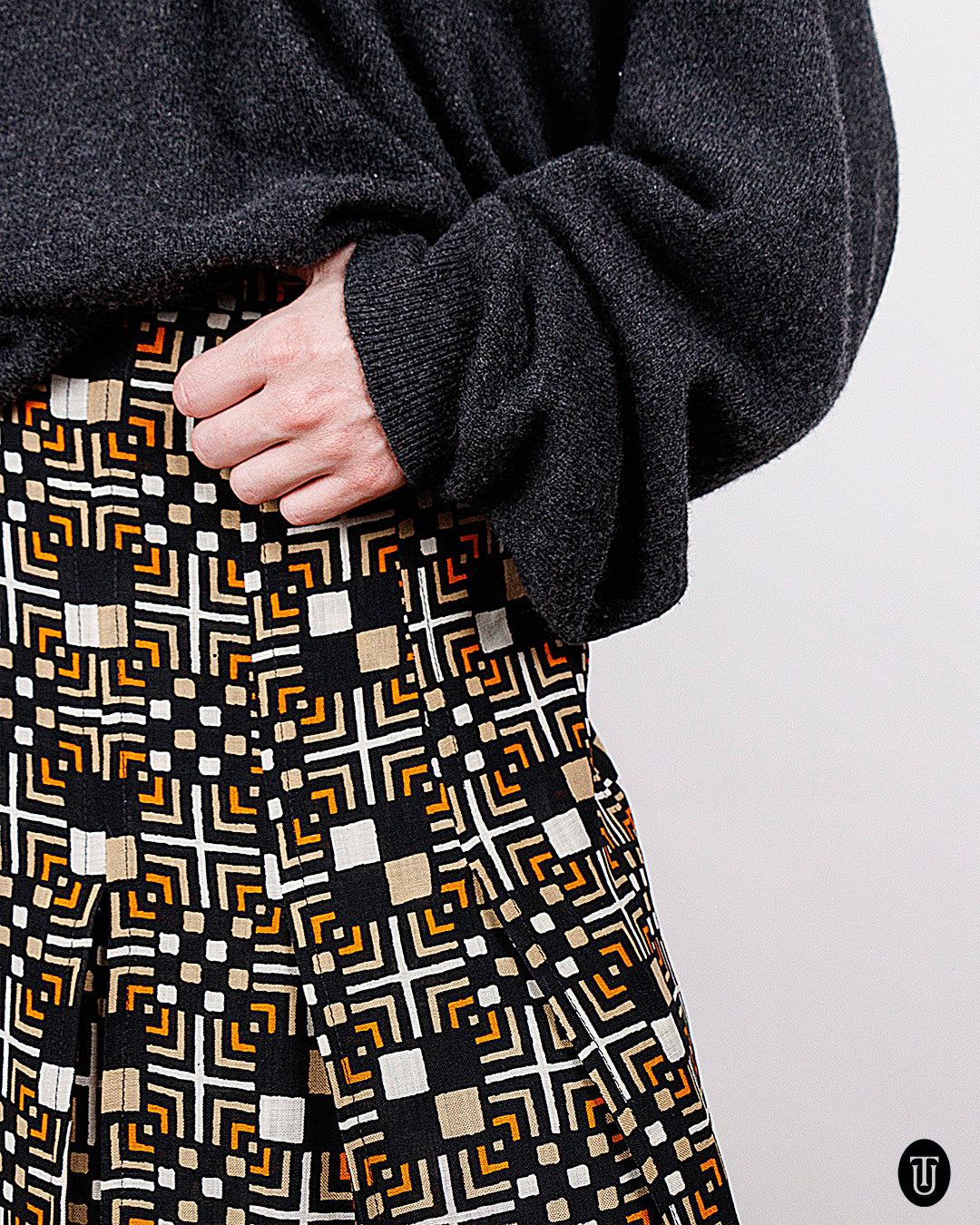 1960s Ungaro Geometrical Patterned Maxi Skirt S
