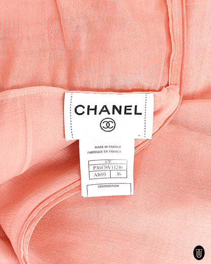 2007 Chanel Pink Silk Organza Babydoll Dress XS