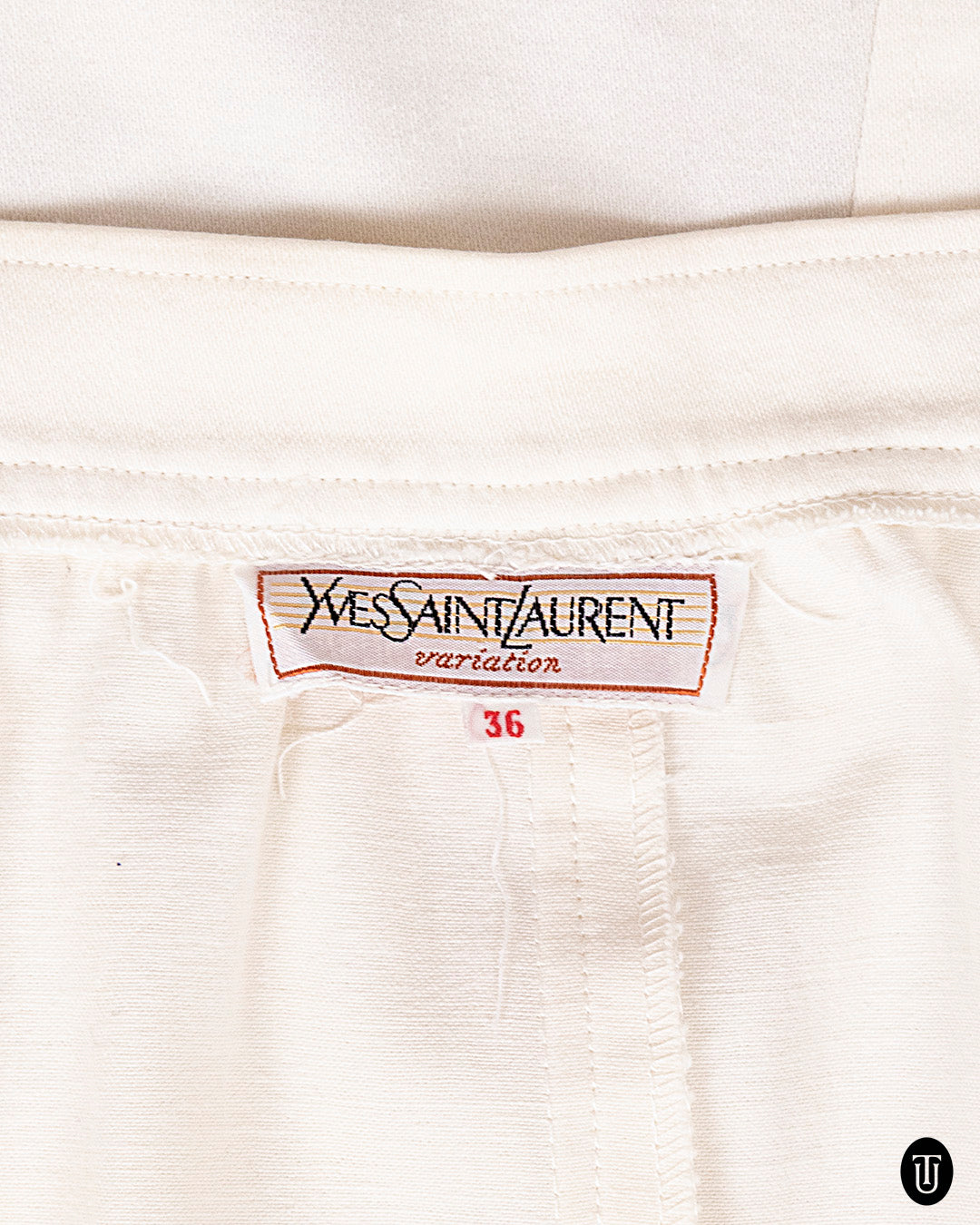 1980s Yves Saint Laurent White Midi Cotton Skirt S