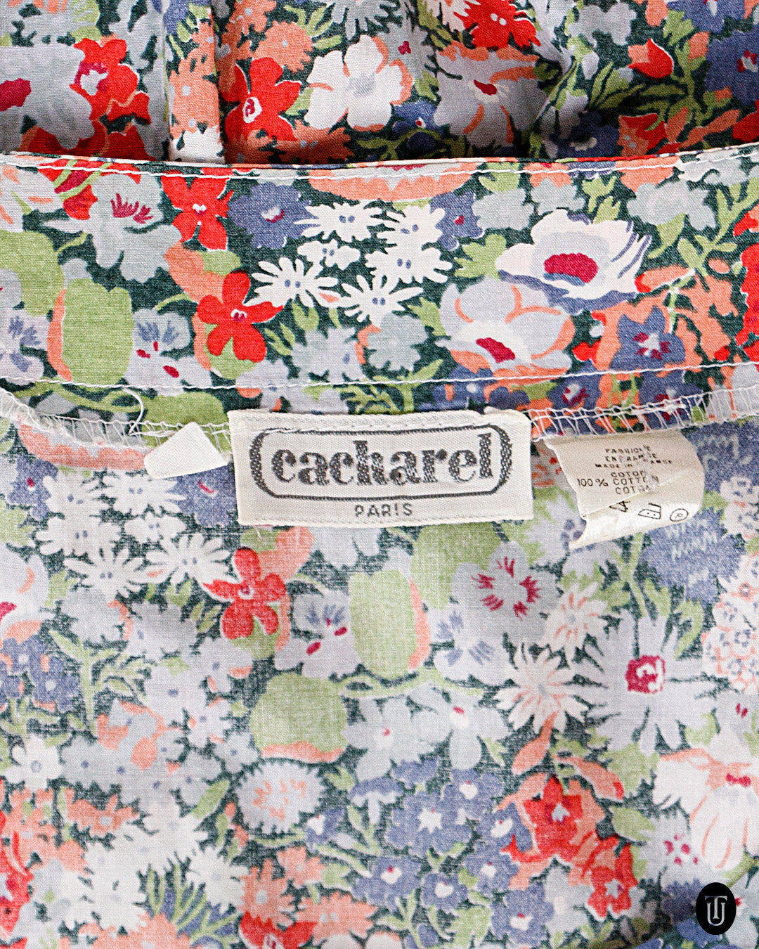 1980s Cacharel Floral Cotton Dress M