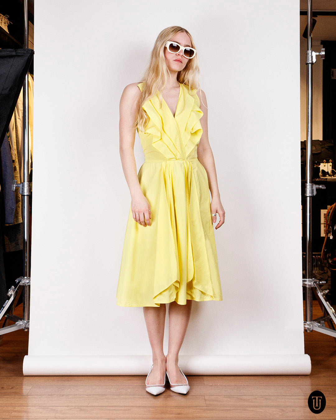 1980s Gianni Versace Yellow Cotton Dress S