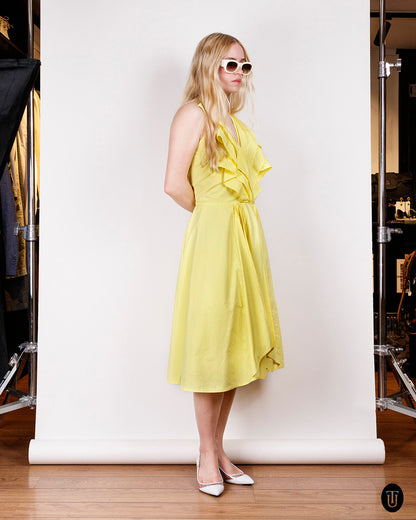 1980s Gianni Versace Yellow Cotton Dress S